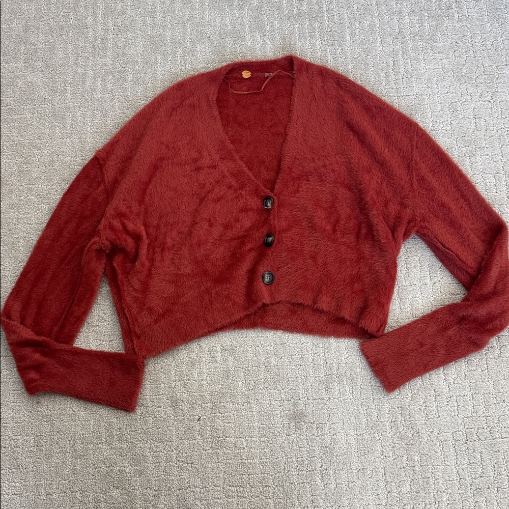 Free People So Soft Found My Friend cardi spiced brandy XS